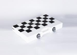 China Black Gray Triangle Color Dual-purpose Chess Box White Acrylic Lucite Backgammon Sets on sale
