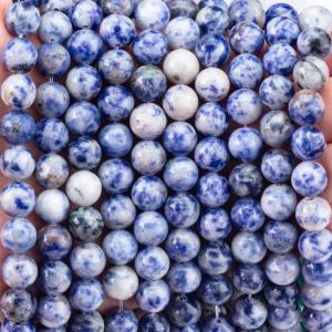 China Spiritual Natural Blue Dot Stone 8MM Round Loose Bead For Handmade Jewelry And Keychain on sale