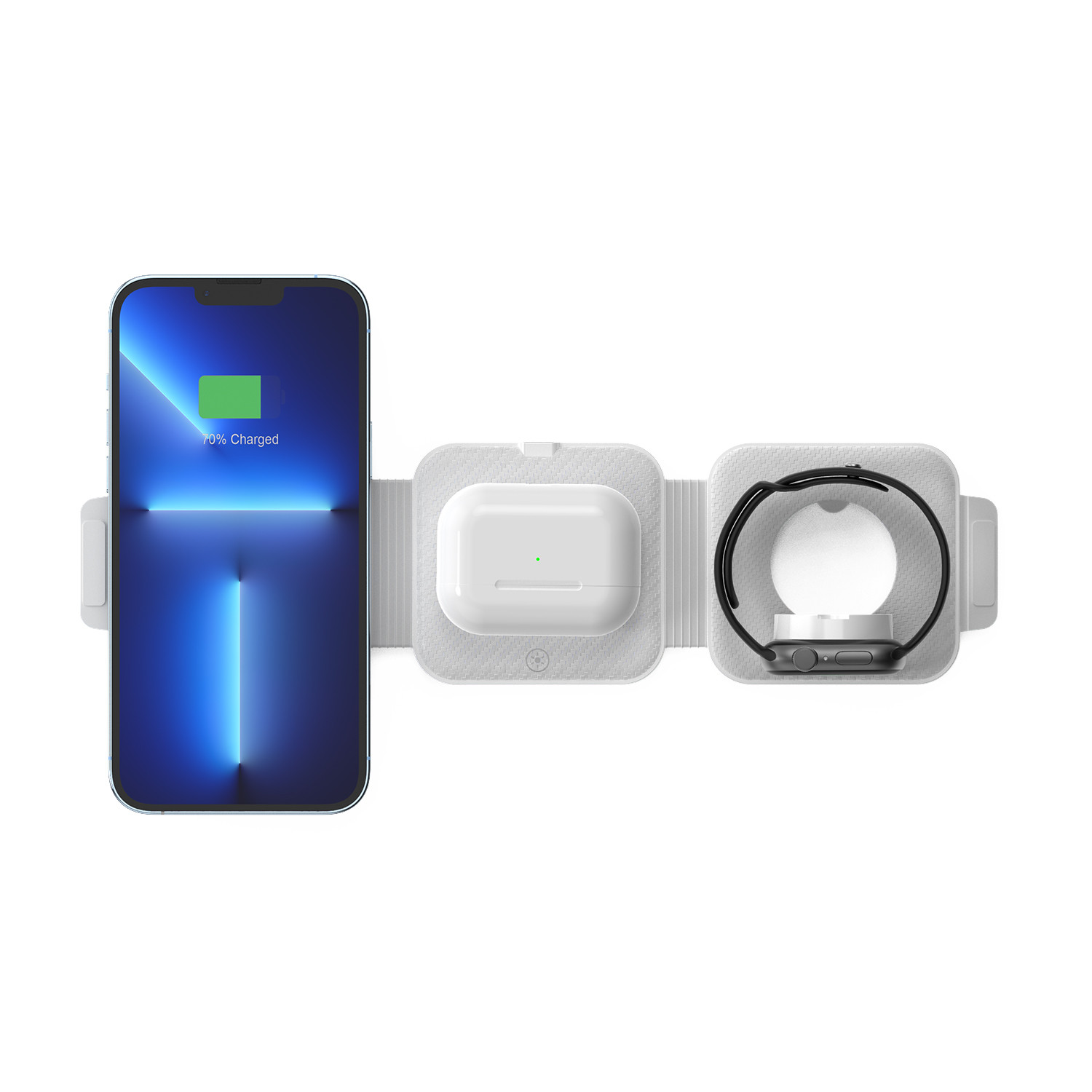 Foldable Three-In-One Magnetic Wireless Charger Abs Plastic for iPhone iWatch and More