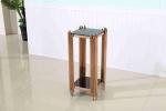 Modern Side End Table 3 Sets Wine Rack Cabinet With Gold Stainless Steel Base