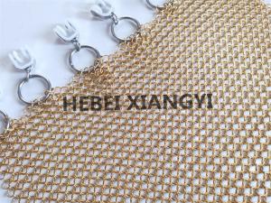 Wholesale Shining Gold Color 304 Stainless Steel Ring Mesh Chainmail Room Divider Curtain 1mm X 8mm from china suppliers
