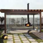 Black Color Hotel Wood Charcoal Suspended Fireplace 600mm Diameter