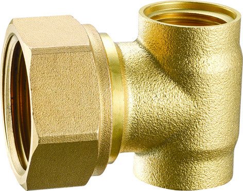 6016 Three Way End Piece Brass Manifold Parts With Female Screwed Flexible Nut for main Supply or Return