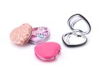 Debossing Heart Cosmetic Pocket Mirror ABS Foldable Makeup Mirror For Travel