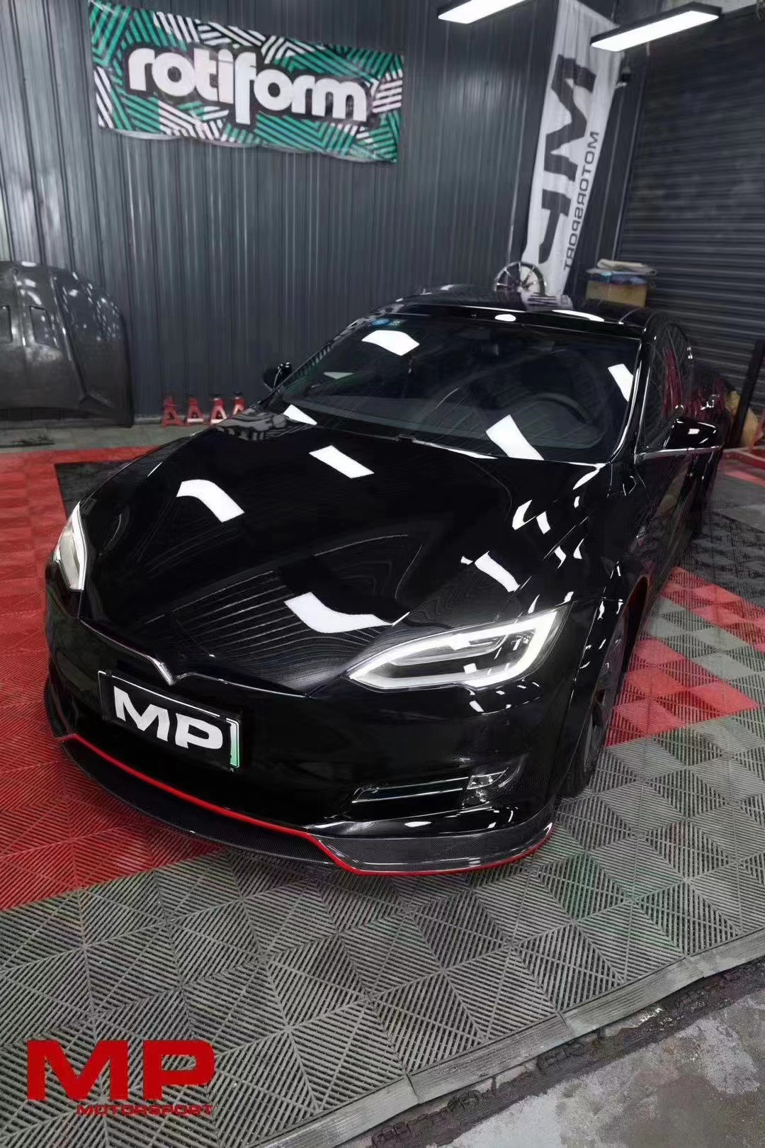 Selling Model S Carbon Fiber Body Kit for Model S Wide Bodyki Carbon Fiber Front Shovel Rear Diffuser Spoiler