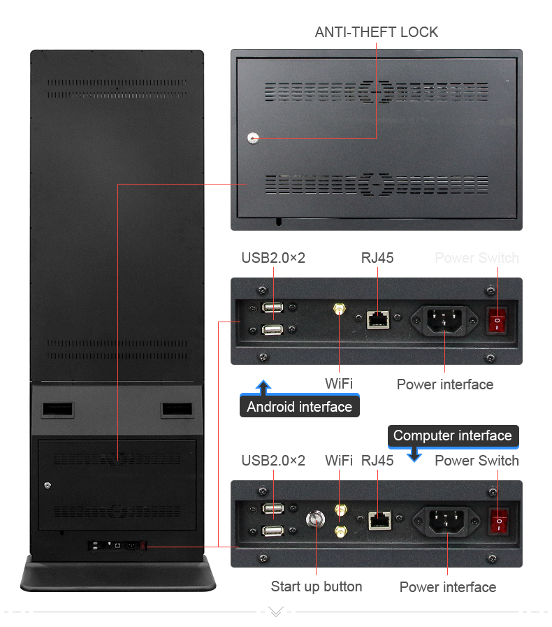 Android System Digital Signage with Infrared Touch Screen Multi-OS Support and Full HD Resolution for Interactive Advertising