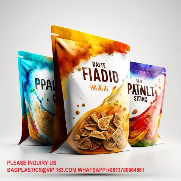 Resealable Laser Film Stand Up Pouch Seal Zipper Pla Flat Bottom Package Protein