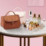 Customized New Arrival Luxury Portable Pu Large White Leather Travel Toiletry