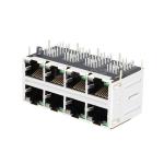LPJM47513A8NL 10G Base-T 2x4 Port RJ45 Connector With Integrated Magnetics Green
