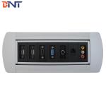 Silver Desk Flip Up Power Data Jack Supply For Company Training Room