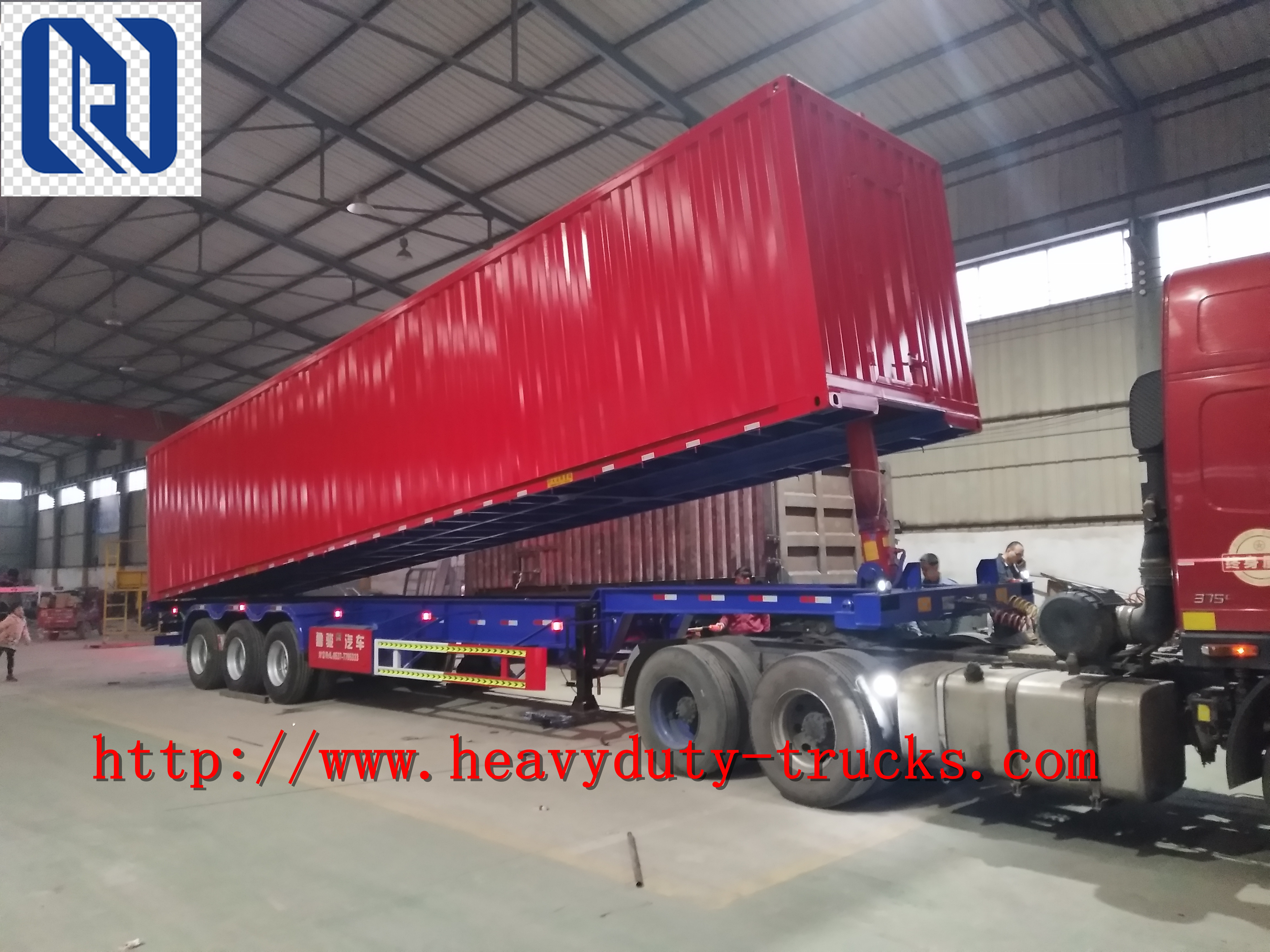 van Cargo Semi-Trailer Red Color LHL/RHL 9190XXY Semi Trailer Trucks Van