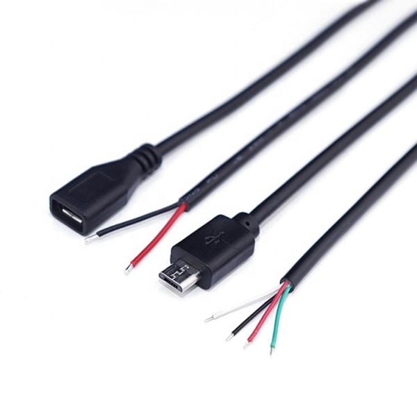 OEM Data Charging 2 4 Cores Micro USB Male Female to Open Bare Wires Pigtail