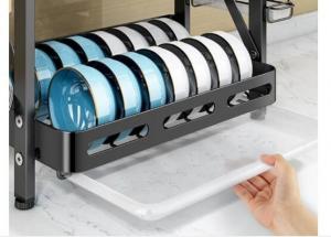 China Foldable Multi Layer Kitchen Shelf Floor Standing Dish Storage Rack on sale