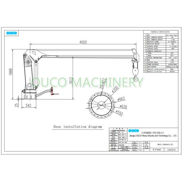Small Mini Easy Operation Yacht Davit Crane With 1.5t Loading Capacity