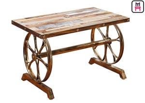Wholesale 4ft*2ft Plywood / Cast Iron Table Base Industrial Style Coffee Table With Wheel Design from china suppliers