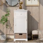 White Vintage 12.5lbs 33”H Livingroom End TableWith Basket Accent Style