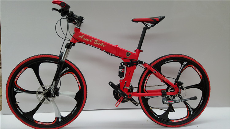 Tianjin factory high grade 26" aluminium alloy mountain bike MTB can be folded with magnesium alloy one wheel