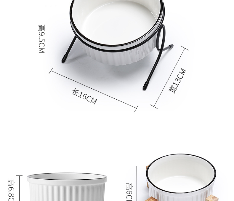 Custom Ceramic Custom Pet Bowls Feeders Rounded Shape With Shelf