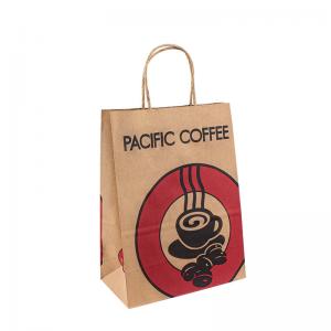 China Eco Recyclable Brown Craft Handle Paper Bags Food Packaging on sale