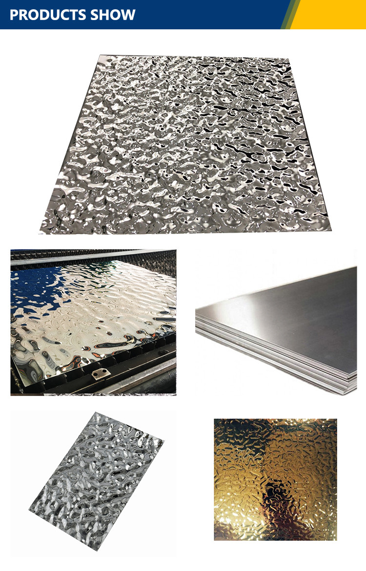 SS304 Stainless Steel Water Ripple Sheet Plate 0.8mm PVD Color Hot Rolled Stamped Sheet
