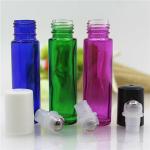 Metal Ball Roll On Essential Oil Glass Bottles , Cobalt Blue Bottles For