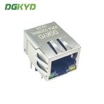 Metal shield right angle 1000 base RJ45 modular jack with magnetic transformer