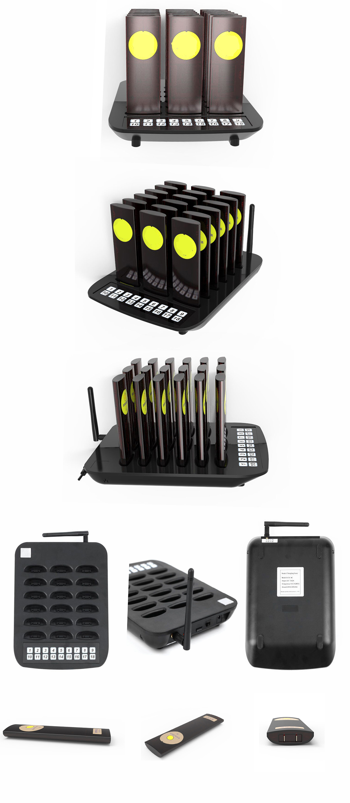 New Design strong signal wireless calling coaster pager with 18pagers for restaurant,cafe,bar and so on