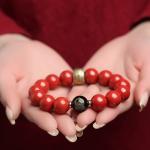 Feng Shui Wealth Bracelet Red Cinnabar Natural Crystal Onyx Relief Reiki Healing