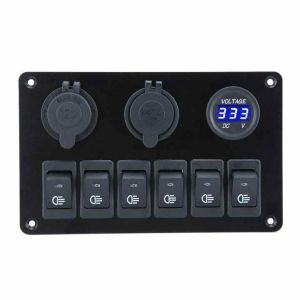 Wholesale Dual USB LED Voltmeter 6 Gang Marine Switch Panel DC12V/24V Compact from china suppliers