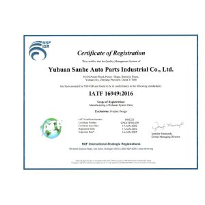 Yuhuan Sanhe Auto Parts Industry Co., Ltd. Certifications