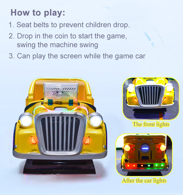 FRP Material Animation Video Game Kiddie Ride On Car With Steering Wheel