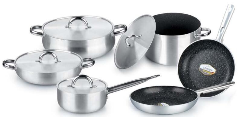 Aluminum Prestige Non-stick Cookware casserole Sets With Silk Screen with glass lids