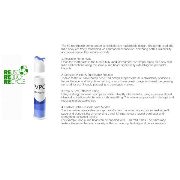 Dosed Dispensing Food Grade PP Bottles Pump Dispenser Toothpaste Color Customized 75ml