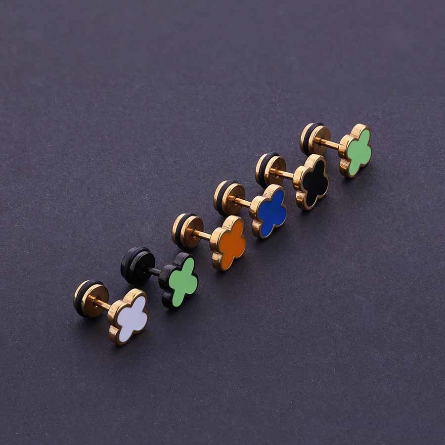 Poland Popular Four Leaf Clover Earrings Stud Earrings Stainless Steel Earrings