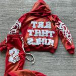 Customized Colorful Embroidery Logo 2 Piece Jogger Sets Flared Sweatpants