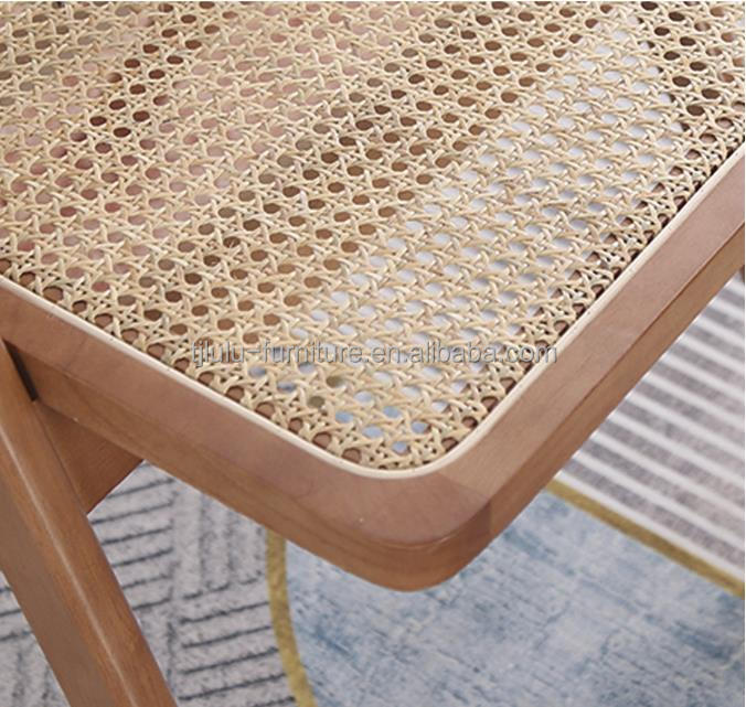Nordic Solid Wood Folding Rattan Dinning Chair with Traditional Craftsmanship