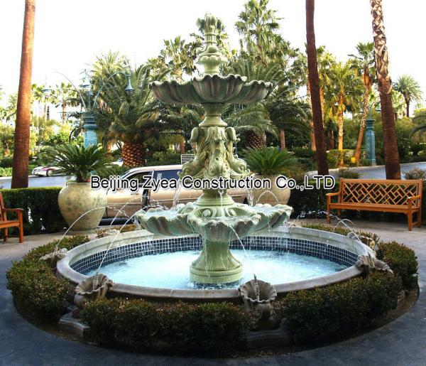 Garden stone fountain with pool, outdoor green marble fountain , decorative