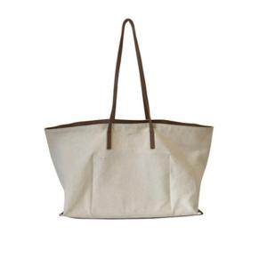 Wholesale Cotton Cosmetic Shoulder Zip Beach 50cm Handle Canvas Bag from china suppliers