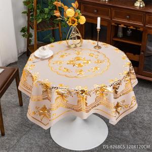 Wholesale Customized PVC Round Plaid Tablecloth for 10 People White and Green Floral Pattern from china suppliers