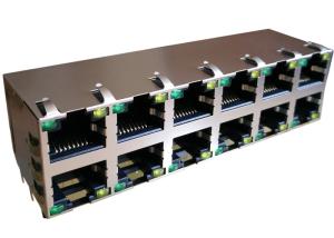 Wholesale 1-1840257-6 Stacked Rj45 Modular jack 2x6 Gigabit Shield W / LED 1-1840257-7 from china suppliers