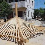 3.2m Chinese Style Pavilion Handmade Grey Wooden Gazebo Structure