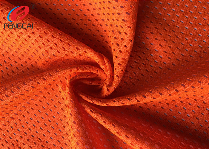Bright Orange 100 Polyester Mesh Fabric , Reflective Safety Material For Police Uniform