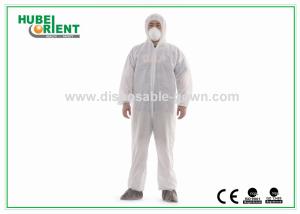 Wholesale White Disposable Protective Coveralls With Hood And Feetcover By SMS PE Polypropylene For Clean Environment from china suppliers