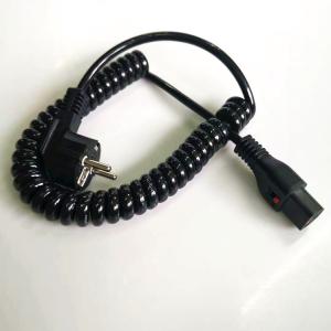 Wholesale European 3pin black spring power cord 0.5m-10m copper power cable with lock free sample from china suppliers