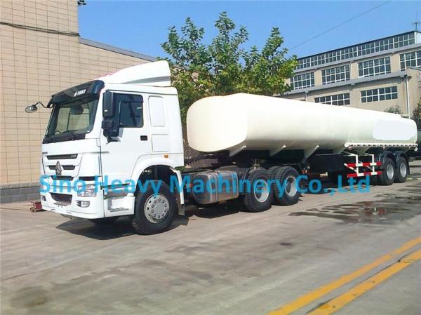 White HOWO 2300L Tank Trailer Trucks , 42 m³ Diesel Semi Trailer Truck