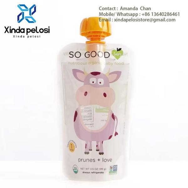 Foldable Sports Water Liquid Pouch With Spout, Carabiner Cartoon Animal Folding