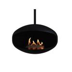 Indoor Black Real Flame Roof Mounted Hanging Cocoon Ethanol Fireplace