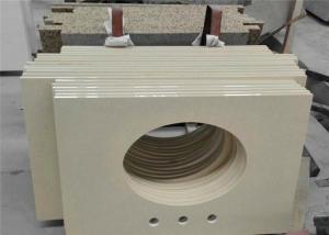 Wholesale Hotel Project Quartz Bathroom Vanity Tops Pure Beige With Eased Edges from china suppliers