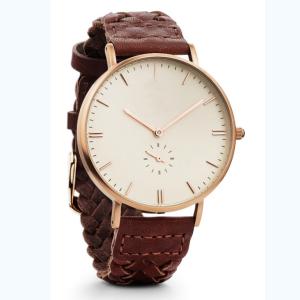 Wholesale Brown woven leather strap customizable watches with small second hand from china suppliers
