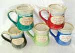 Stoneware Reactive Glaze Mug / Porcelain Coffee Mugs With Embossed Wordings